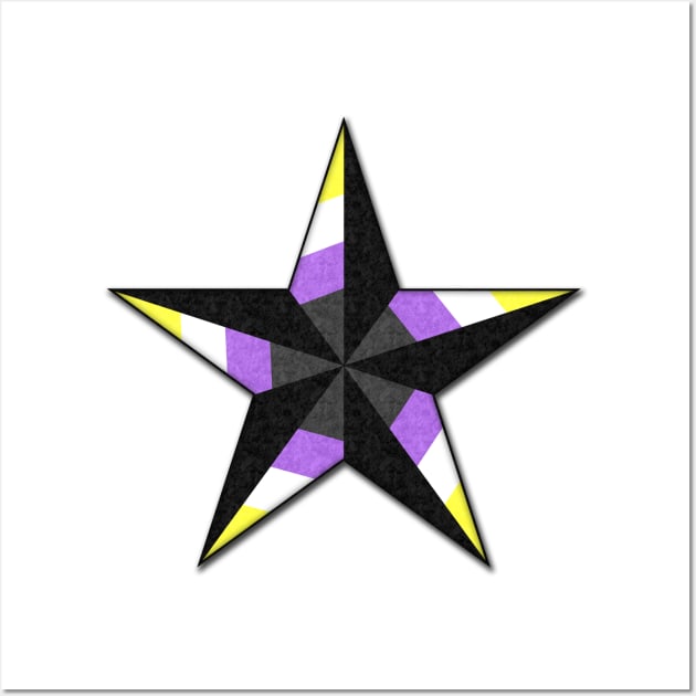 Non-Binary Pride Flag Colored Nautical Star Wall Art by LiveLoudGraphics